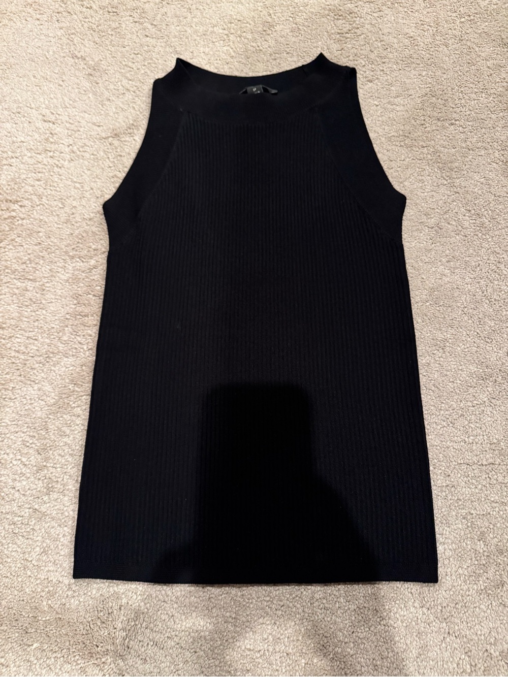 Ann Taylor Black Ribbed Knit Shell